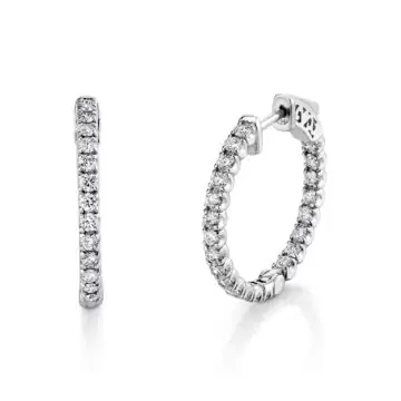 White Gold 24MM Diamond Hoop Earrings