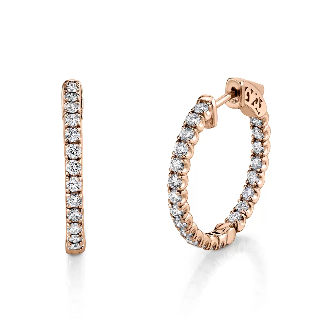 24mm diamond hoop earrings in rose gold