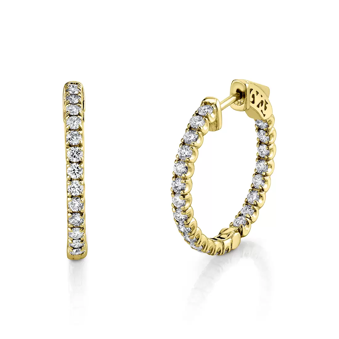 24mm diamond hoop earrings in yellow gold