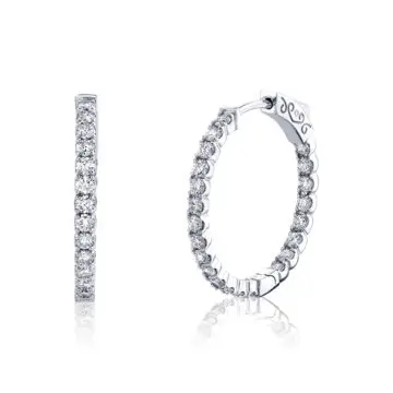 White Gold 24MM Diamond Hoop Earrings