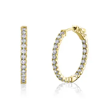 White Gold 24MM Diamond Hoop Earrings