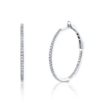 White Gold Diamond Hoop Earrings