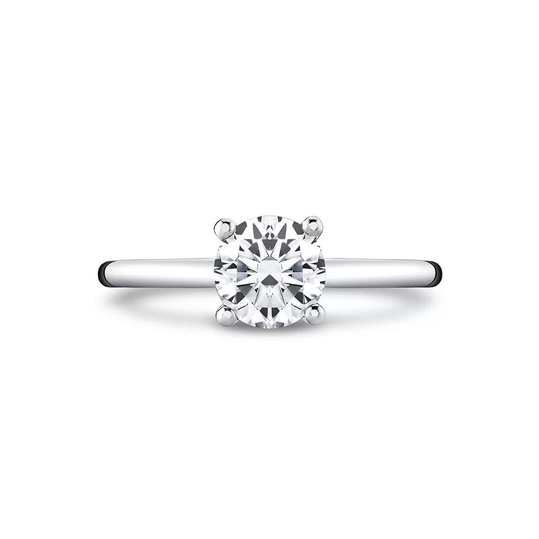 White Gold Round Cut Solitaire Engagement Ring - Amelia