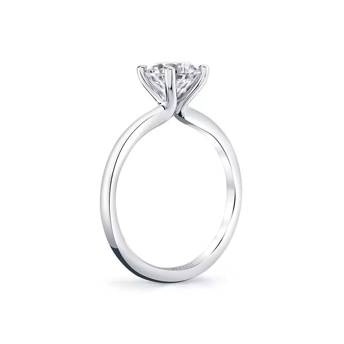 White Gold Round Cut Solitaire Engagement Ring - Amelia