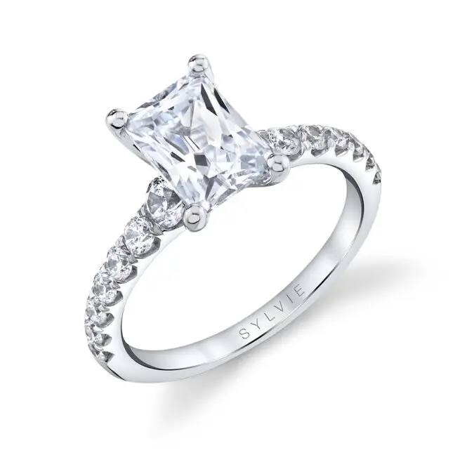 Radiant Cut White Gold Classic Engagement Ring - Veronique