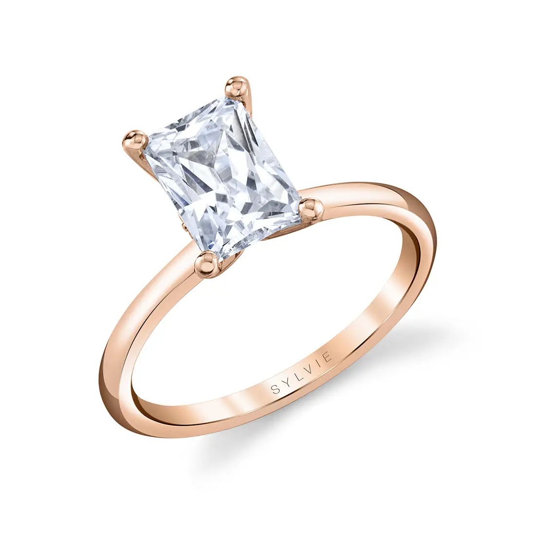 White Gold Radiant Cut Solitaire Engagement Ring - Dominique