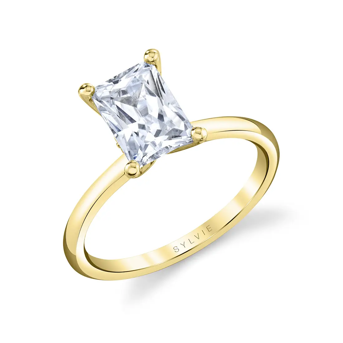 Radiant Cut Solitaire Engagement Ring - Dominique - Sylvie Jewelry