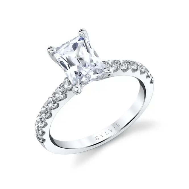 Radiant Cut White Gold Classic Engagement Ring - Aimee
