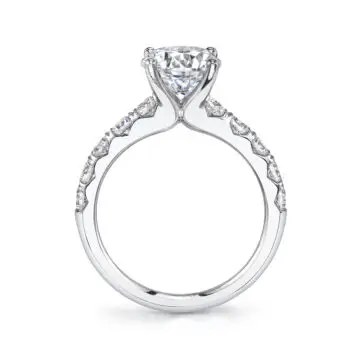 White Gold Radiant Cut Classic Wide Band Engagement Ring - Aloria