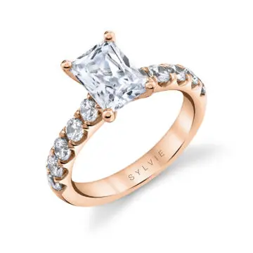 White Gold Radiant Cut Classic Wide Band Engagement Ring - Aloria