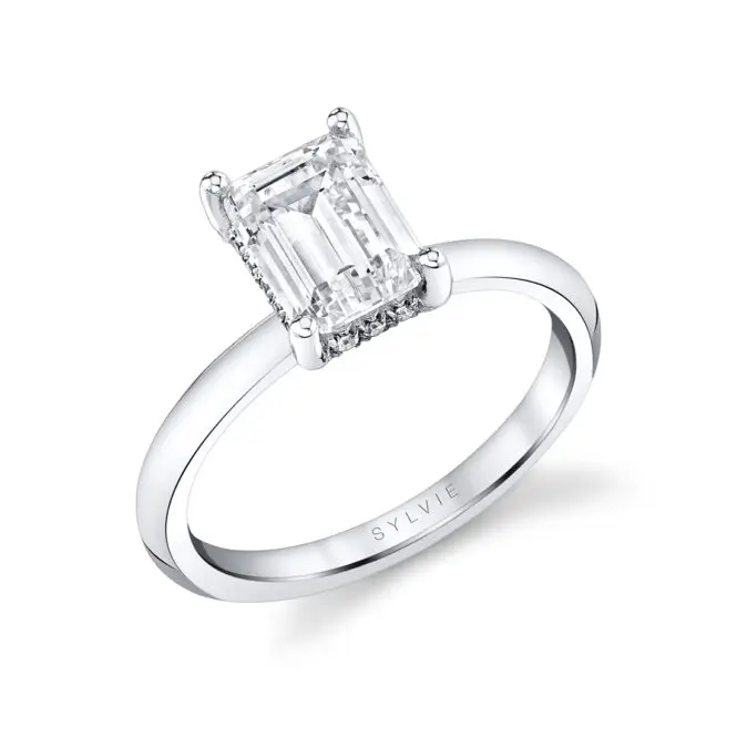 White Gold Emerald Cut Solitaire Engagement Ring