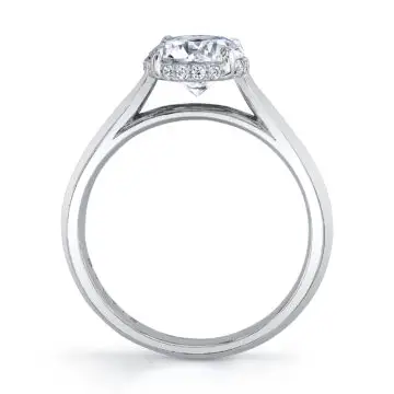 White Gold Radiant Cut Hidden Halo Solitaire Engagement Ring - Fae
