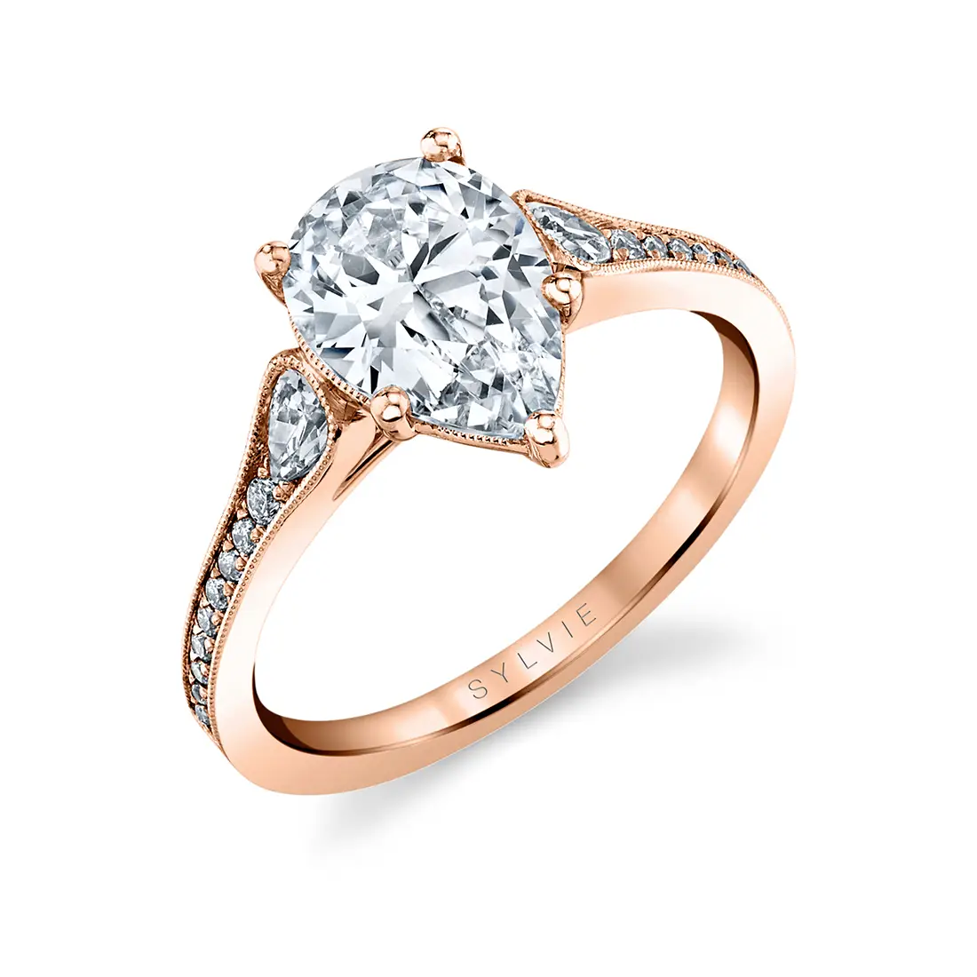 White Gold Pear Shaped Unique Engagement Ring - Esmeralda - Lifestyle Image - Lifestyle Image