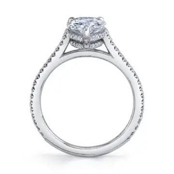White Gold Radiant Cut Classic Hidden Halo Engagement Ring - Steffi