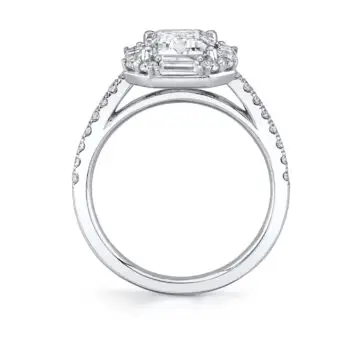 White Gold Emerald Cut Vintage Engagement Ring - Presley