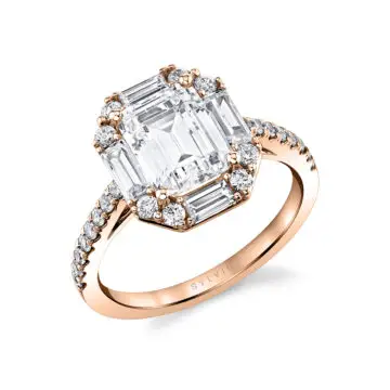 White Gold Emerald Cut Vintage Engagement Ring - Presley