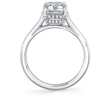 White Gold Oval Cut Solitaire Hidden Halo Engagement Ring - Carter