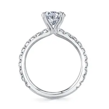 White Gold Pear Shaped Classic Wide Band Engagement Ring - Querida