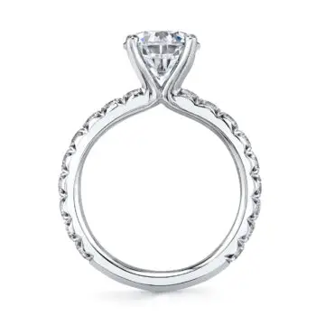 White Gold Emerald Cut Classic Wide Band Engagement Ring - Marlise