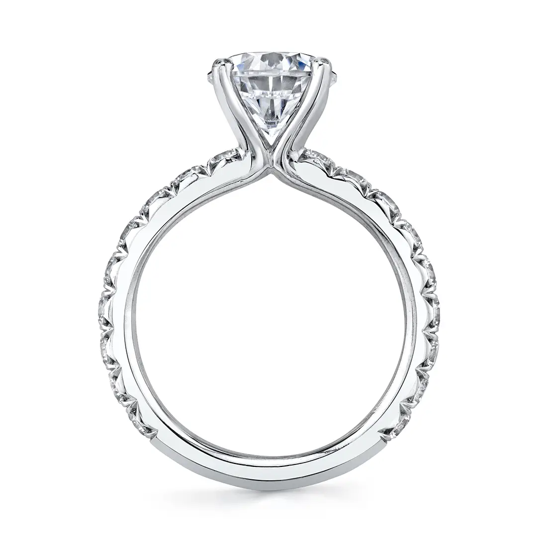 White Gold Radiant Cut Classic Wide Band Engagement Ring - Marlise