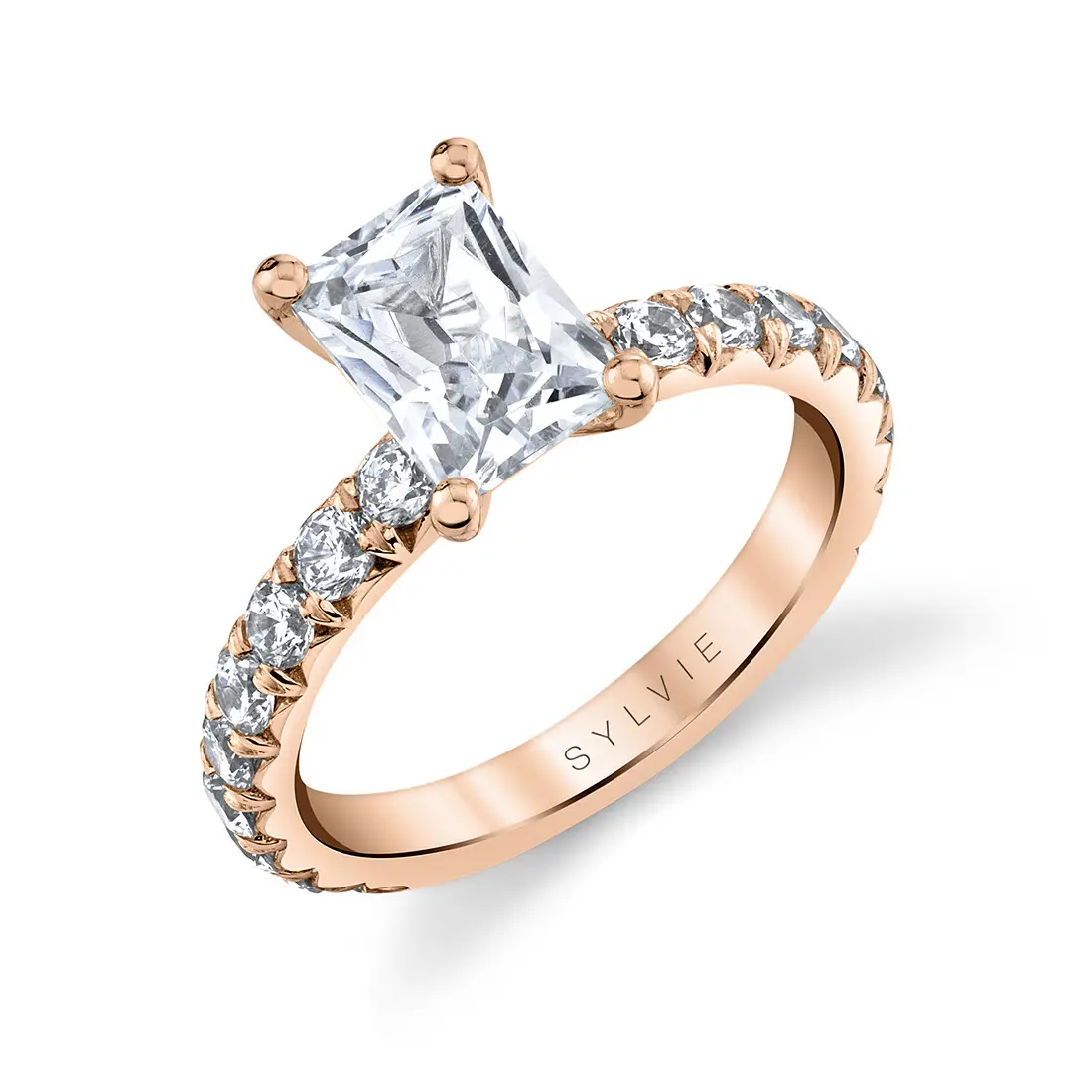 White Gold Radiant Cut Classic Wide Band Engagement Ring - Marlise