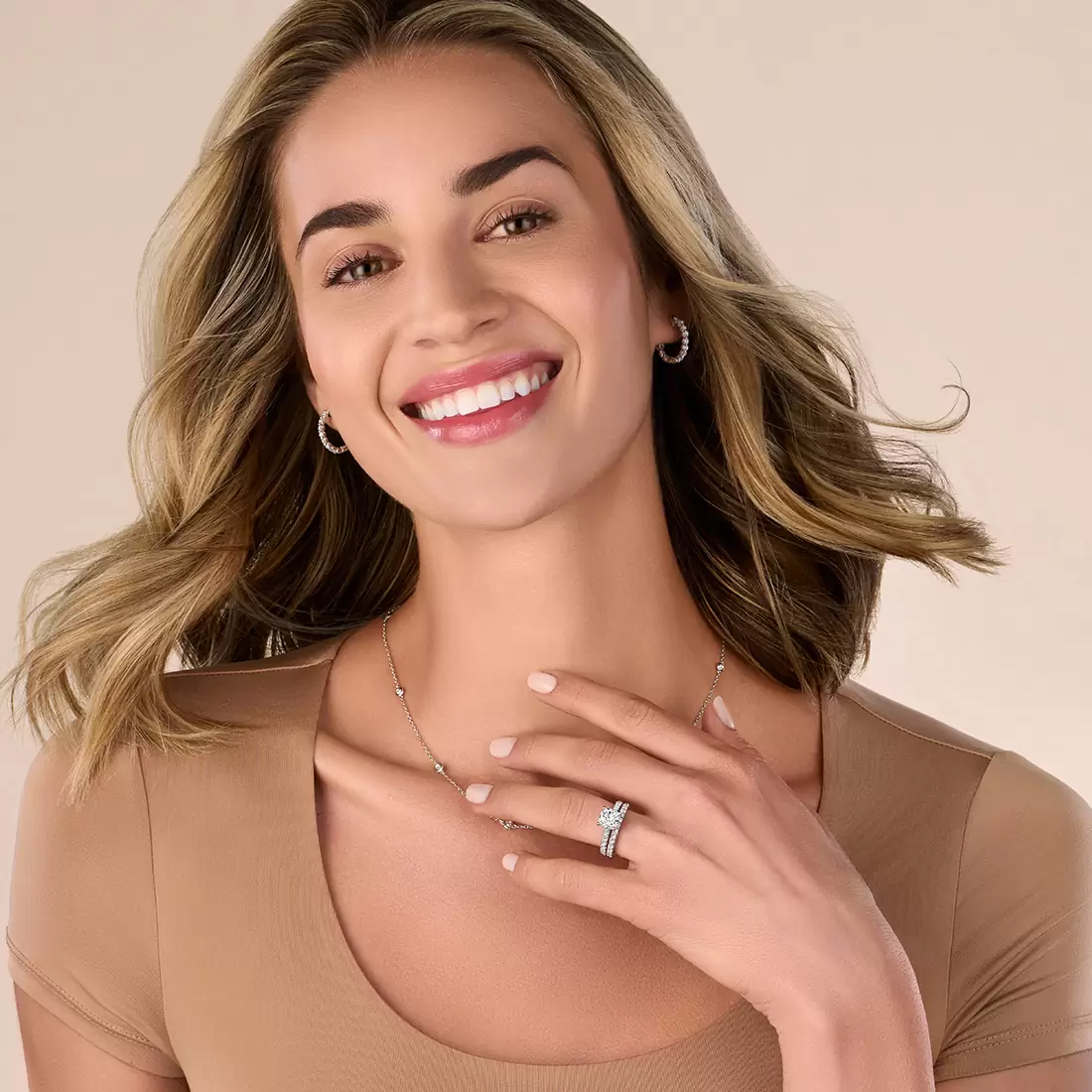 White Gold Cushion Cut Classic Wide Band Engagement Ring - Malencia - Lifestyle Image - Lifestyle Image