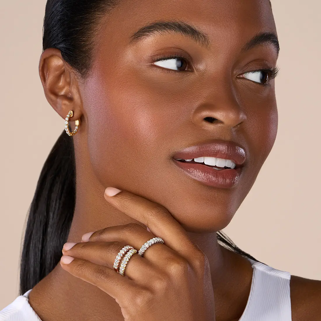 Diamond on sale ear hoops