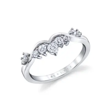 White Gold Curved Diamond Wedding Band
