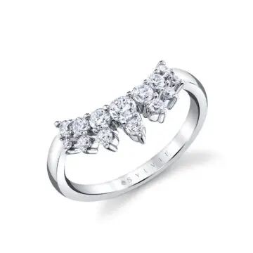 White Gold Round Diamond Curved Wedding Band