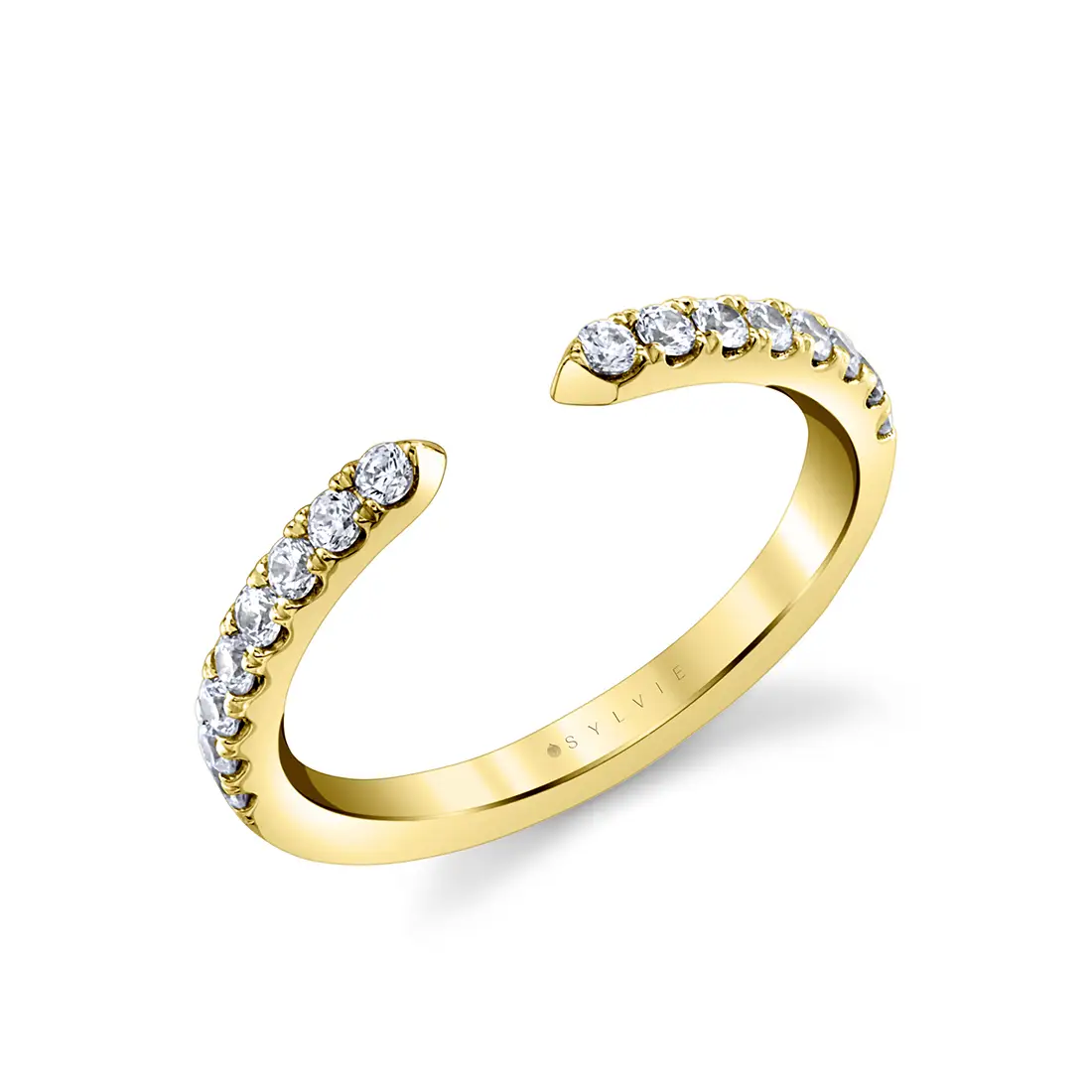 classic modern open wedding band in yellow gold