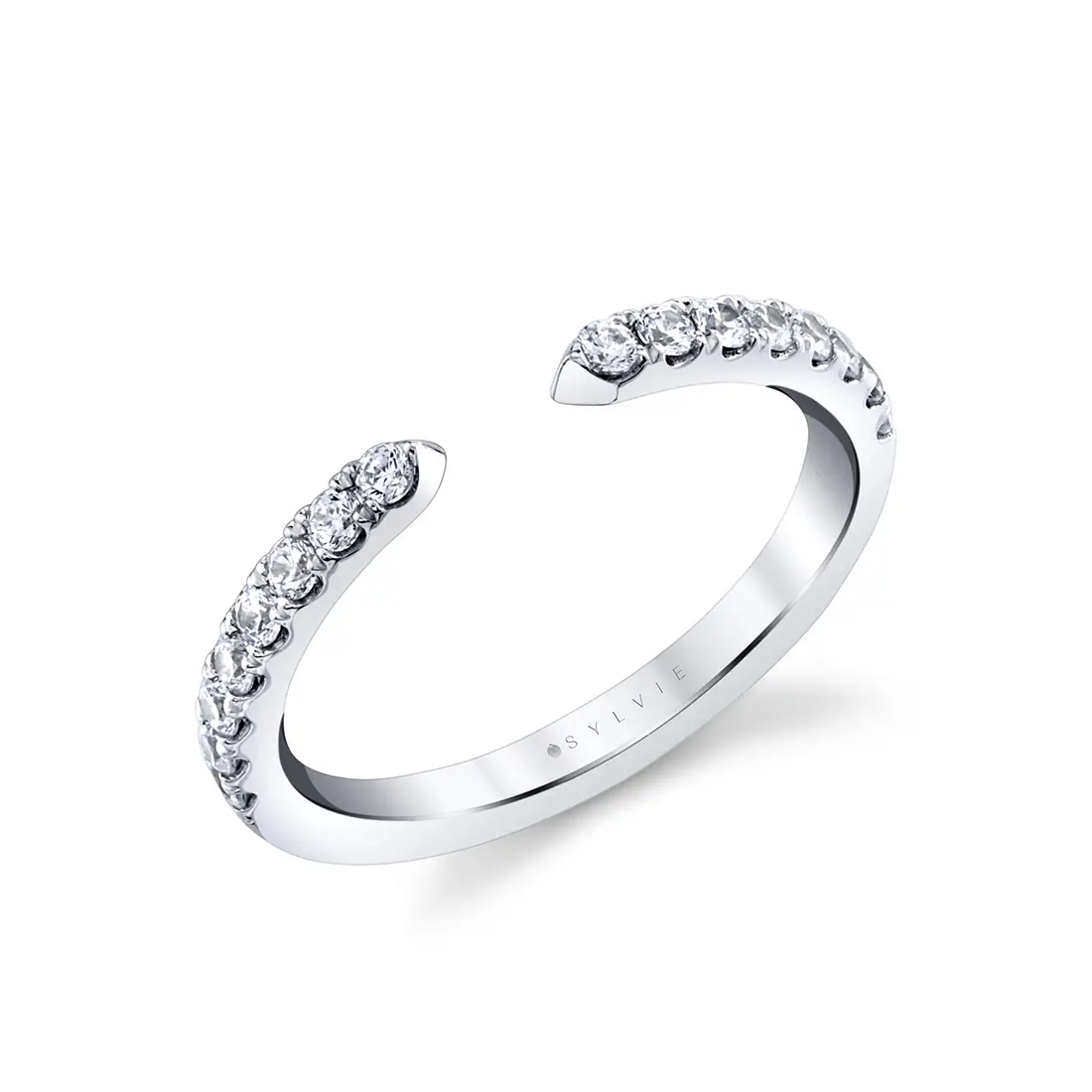 classic modern open wedding band in white gold