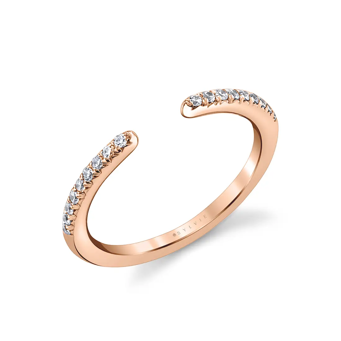 classic modern open wedding band in rose gold