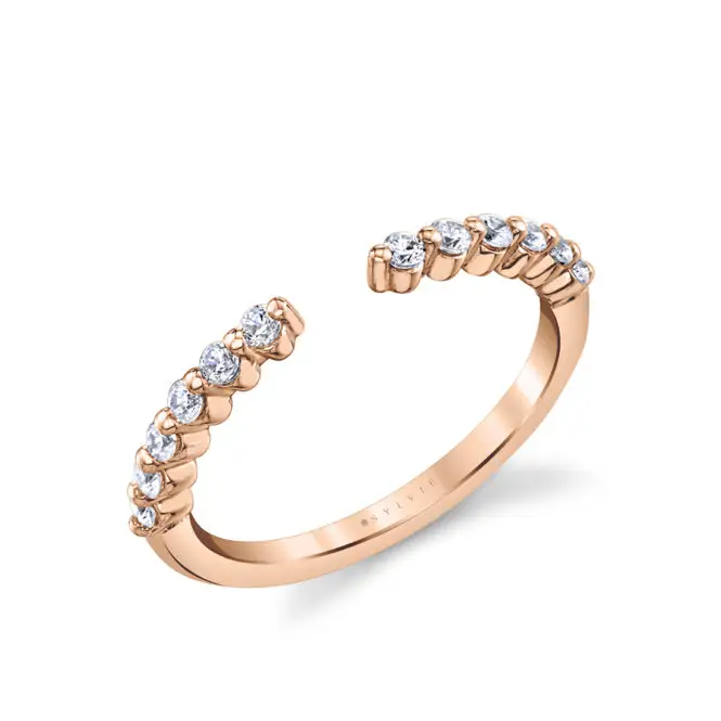 modern open wedding band in rose gold