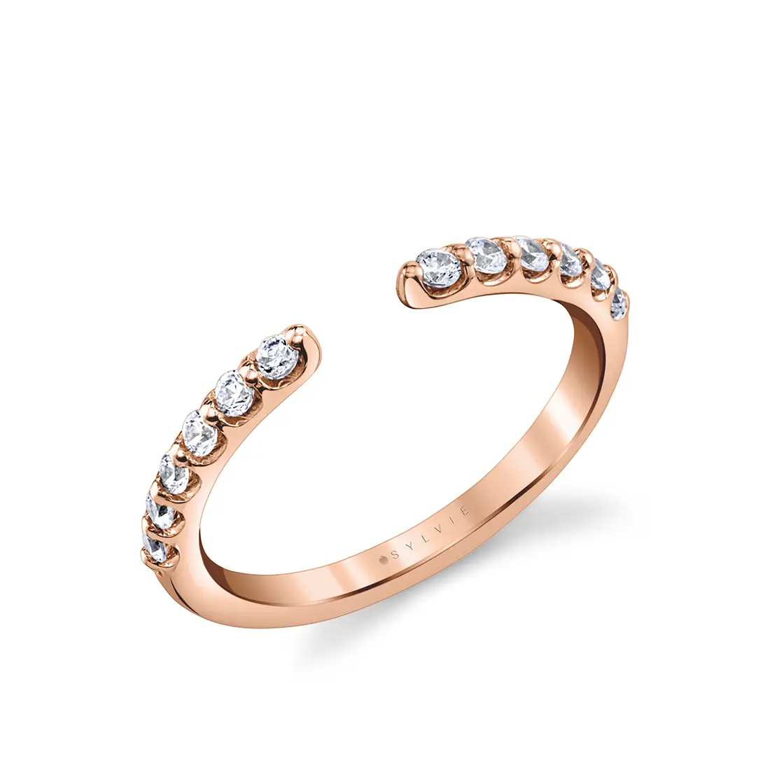 classic modern open wedding band in rose gold