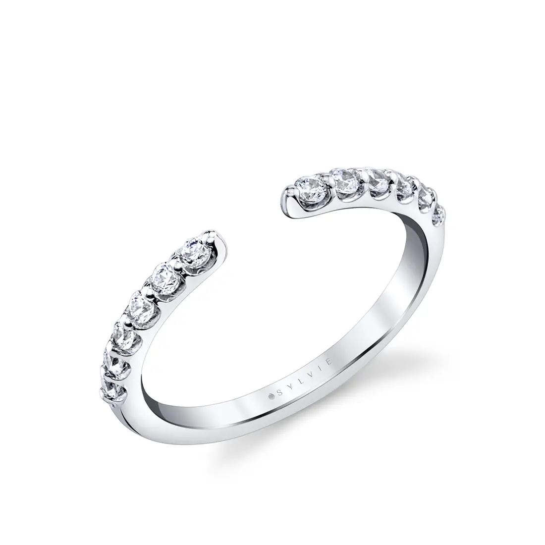 classic modern open wedding band in white gold