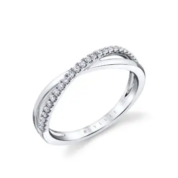White Gold Two Tone Modern Crossover Wedding Band