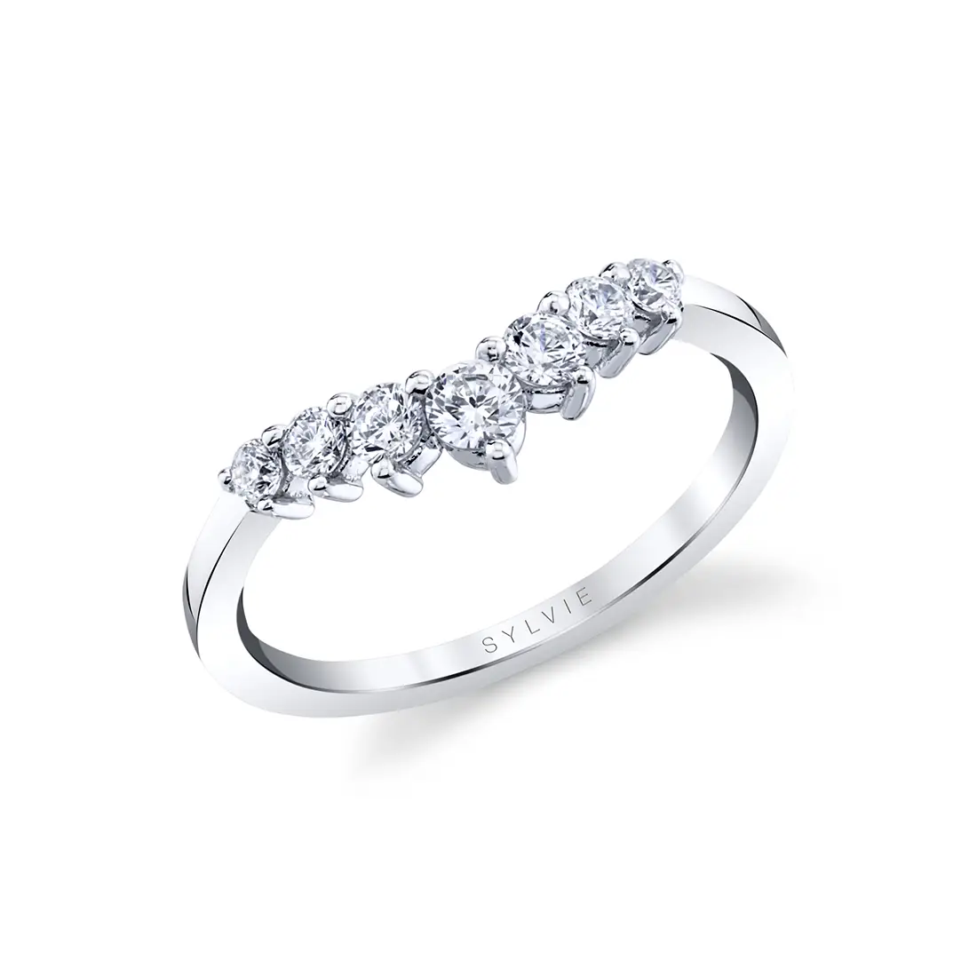 Curved Diamond Wedding Ring Sylvie Jewelry