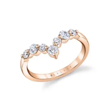 White Gold Round Curved Diamond Wedding Ring