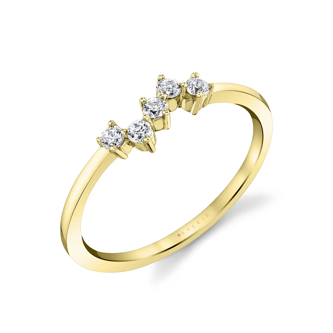 round cluster wedding ring in yellow gold