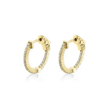 White Gold Shared Prong Diamond Hoop Earring - 18MM