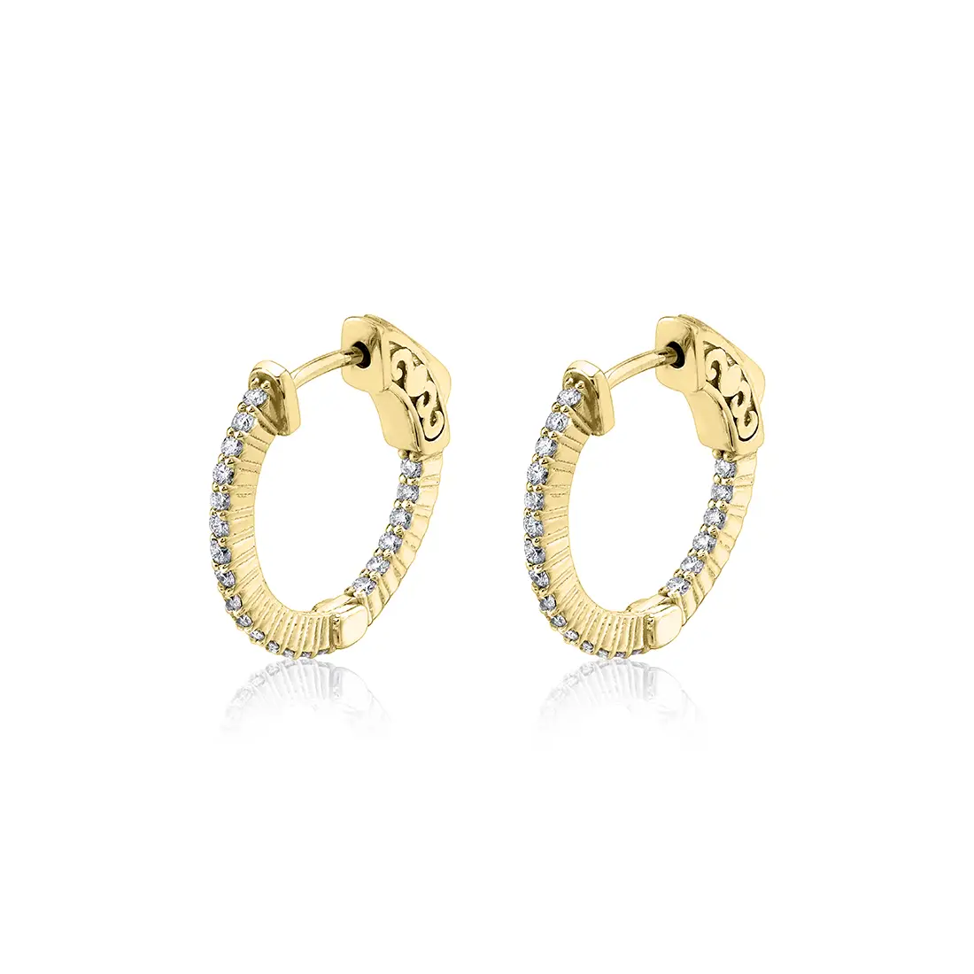 White Gold Shared Prong Diamond Hoop Earring - 18MM
