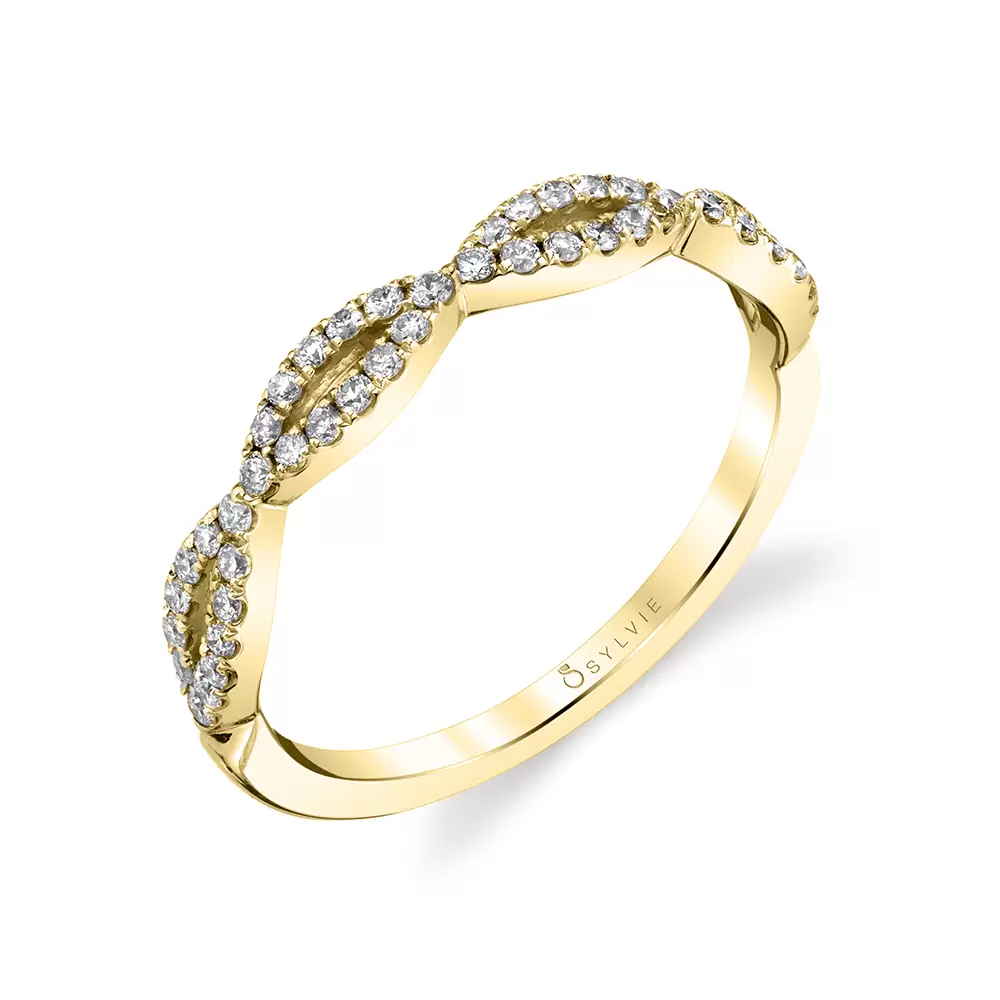 yellow gold stackable wedding band 