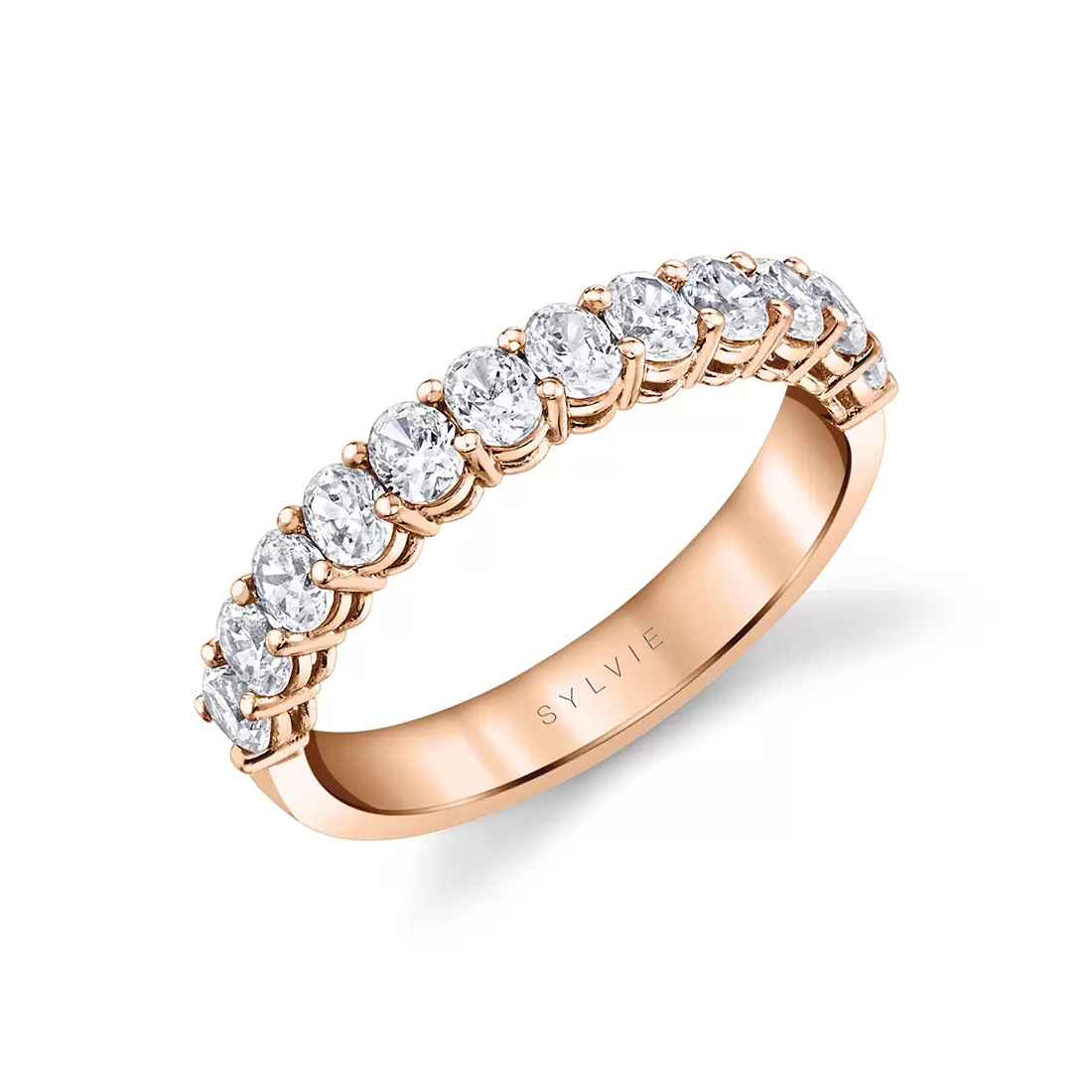 rose gold oval shaped wedding ring