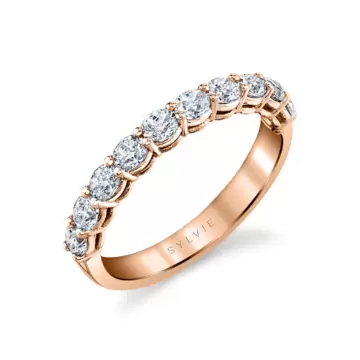 White Gold Oval Shaped East to West Wedding Ring - 0.90 CT