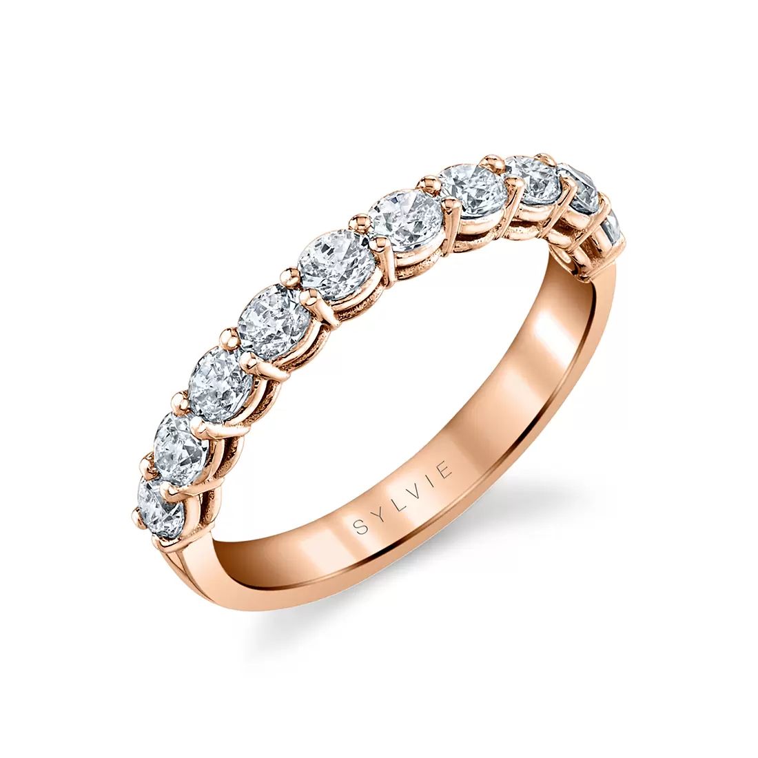 rose gold oval shaped east to west wedding ring