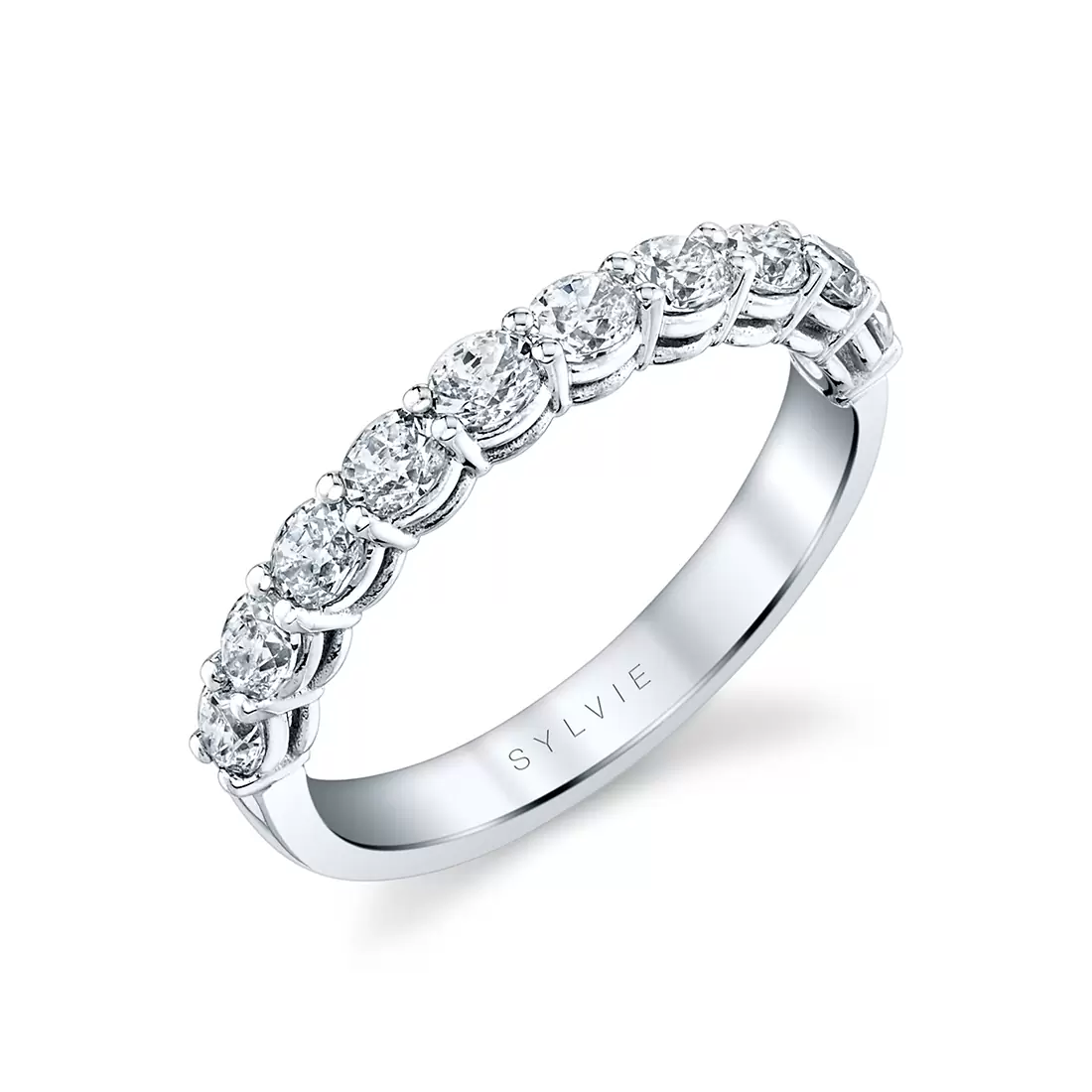 White Gold Oval Shaped East to West Wedding Ring - 0.90 CT