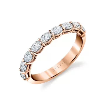 White Gold Oval Shaped East to West Wedding Ring - 1.08 CT