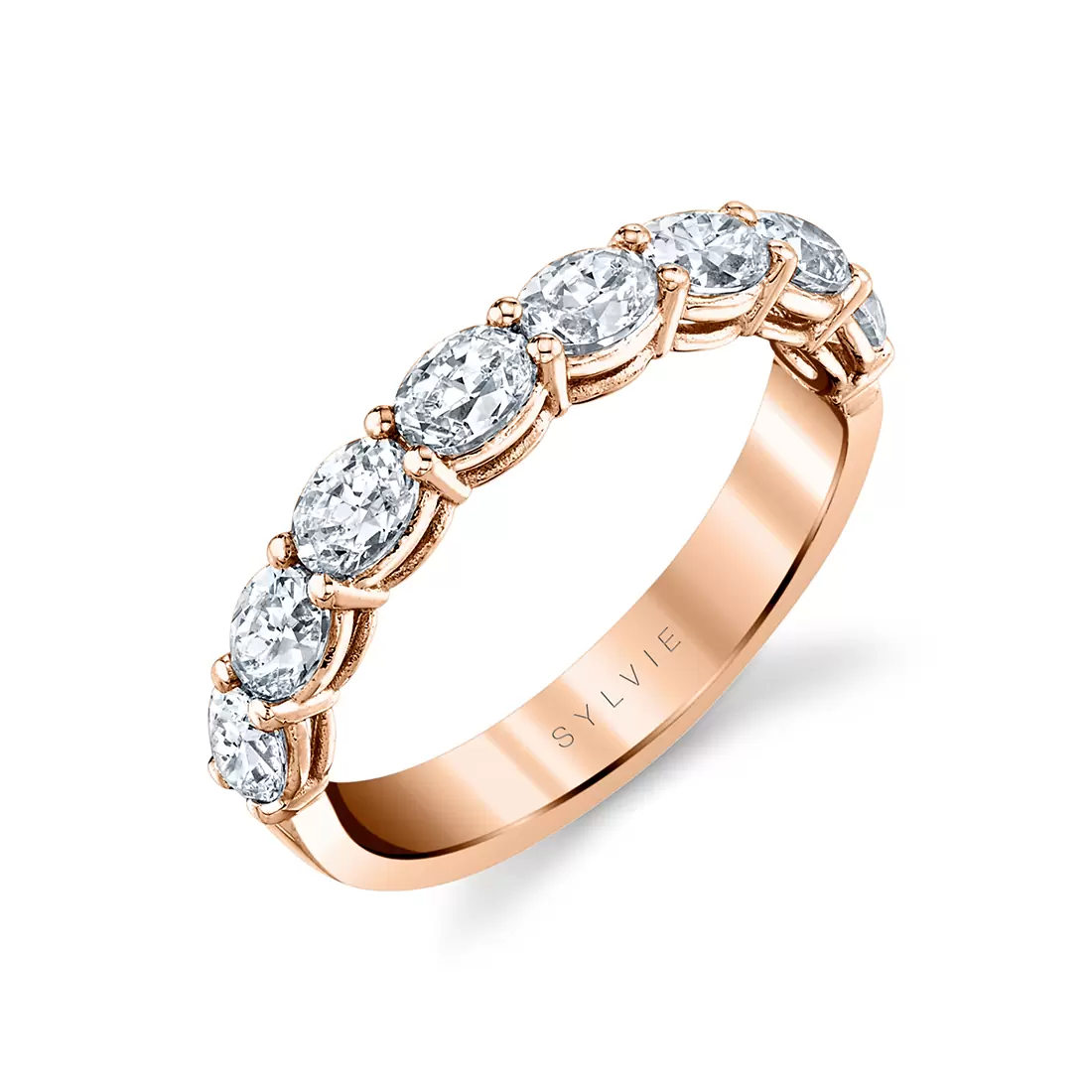 rose gold oval shaped east to west wedding ring b101