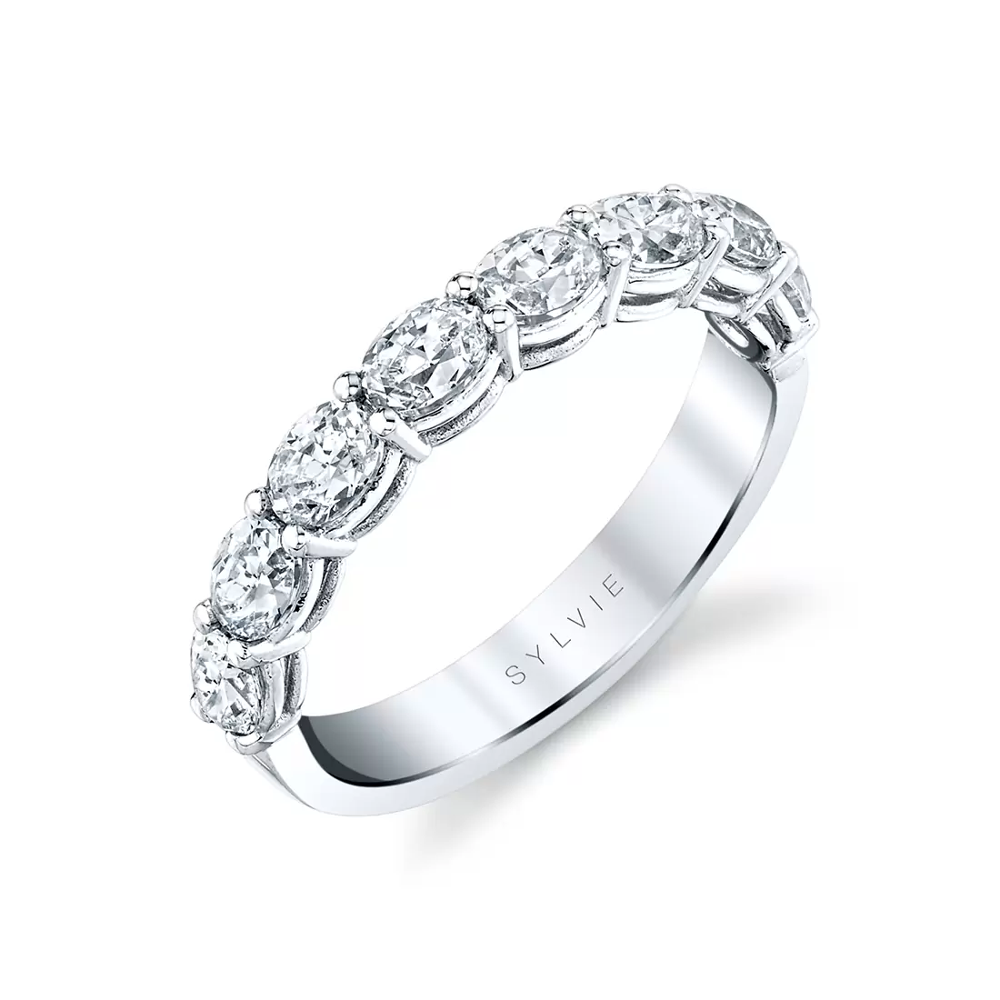 White Gold Oval Shaped East to West Wedding Ring - 1.30 CT