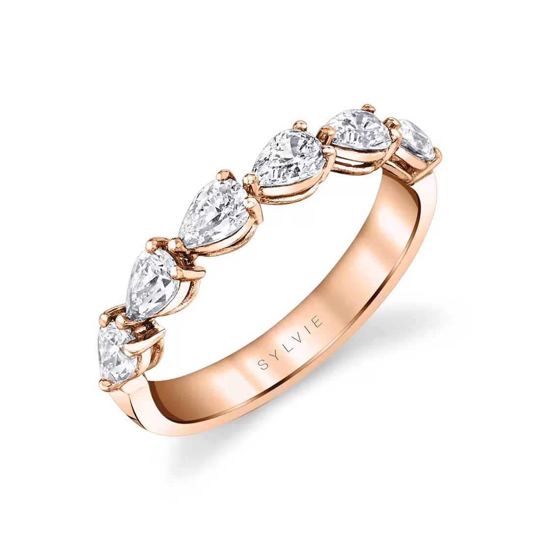 rose gold pear shaped east to west wedding ring b103-100
